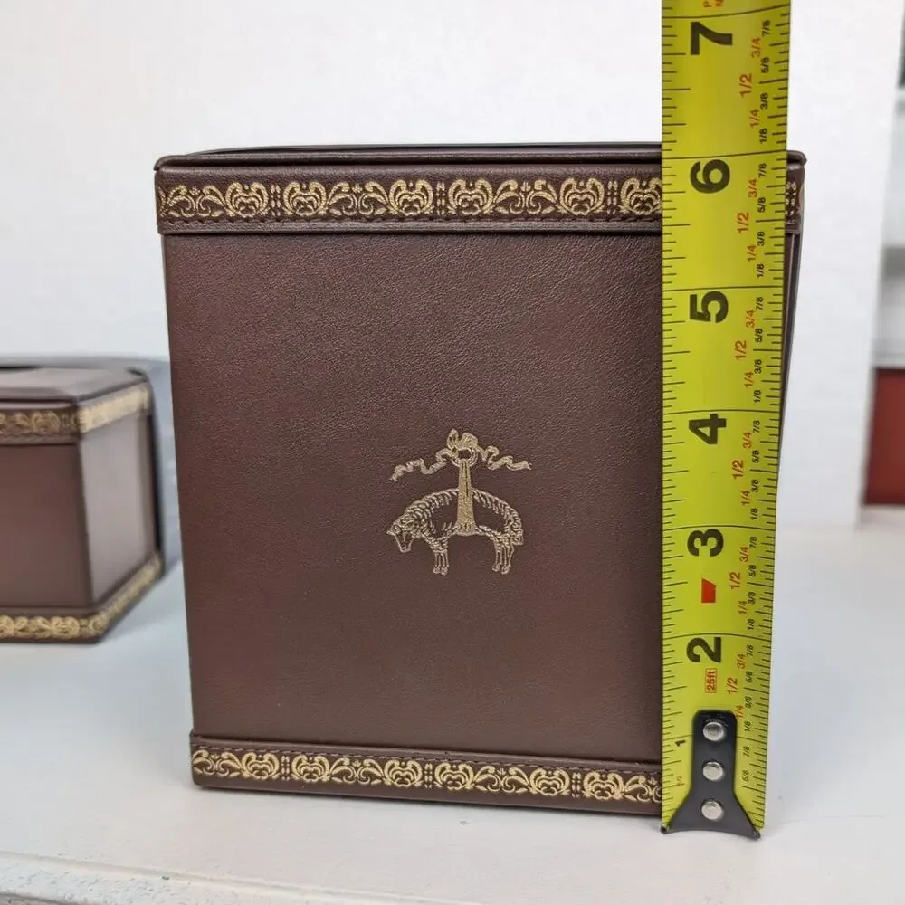 Brooks Brothers Sheep Tissue Box Holder Leather Old Money Equestrian Preppy NWT